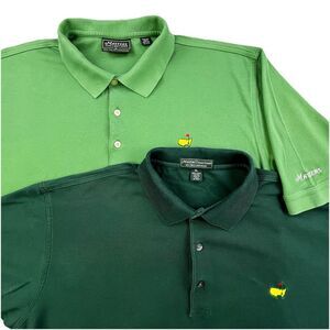 Masters Collection Lot of 2 Polo Shirts XL Green Pima Cotton Logo Augusta Golf